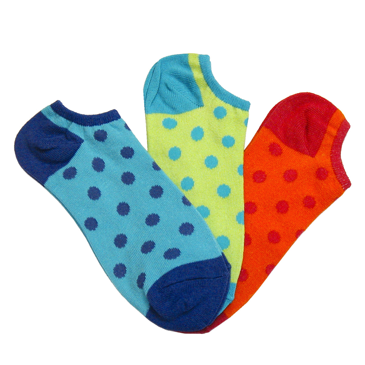 Bright Polka Dots No-Shows Socks 3-Pair Pack