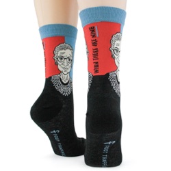 womens Ruth Bader Ginsburg RBG socks back view on mannequin