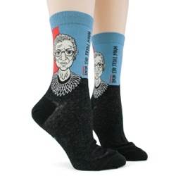 womens Ruth Bader Ginsburg RBG socks sidefront view on mannequin