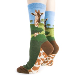 sideback view of giraffe socks