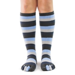 denim toe socks full front view on model