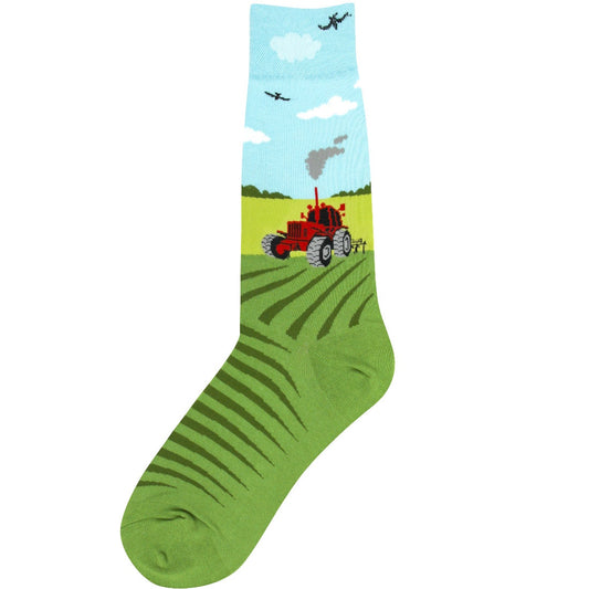 Men's Red Farm Tractor  Socks