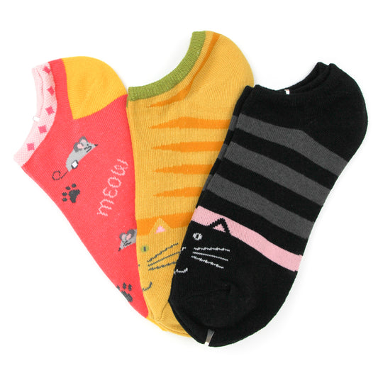 Kitty No Show Socks 3-Pair Pack