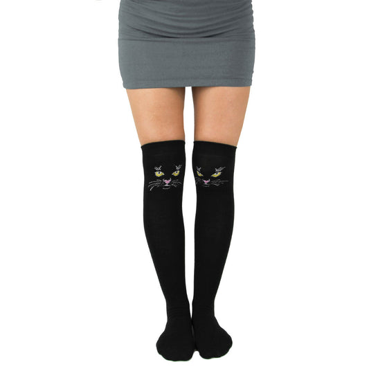 Black Cat Over The Knee Socks