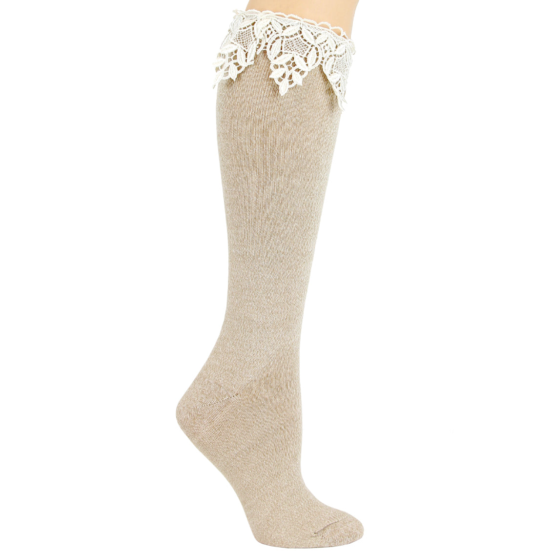 Lace Trim Knee High Socks