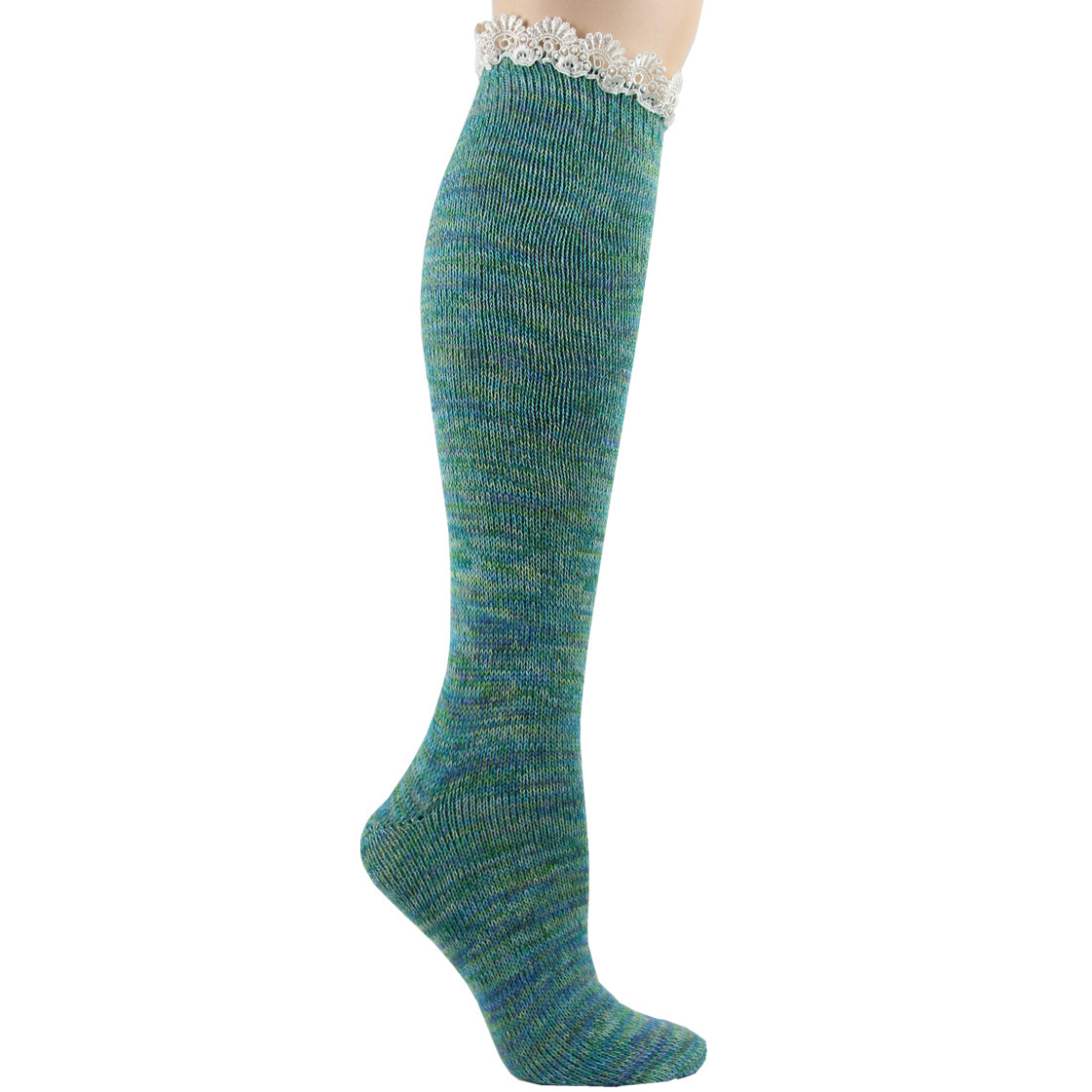 Lace Twisted Yarn Knee High