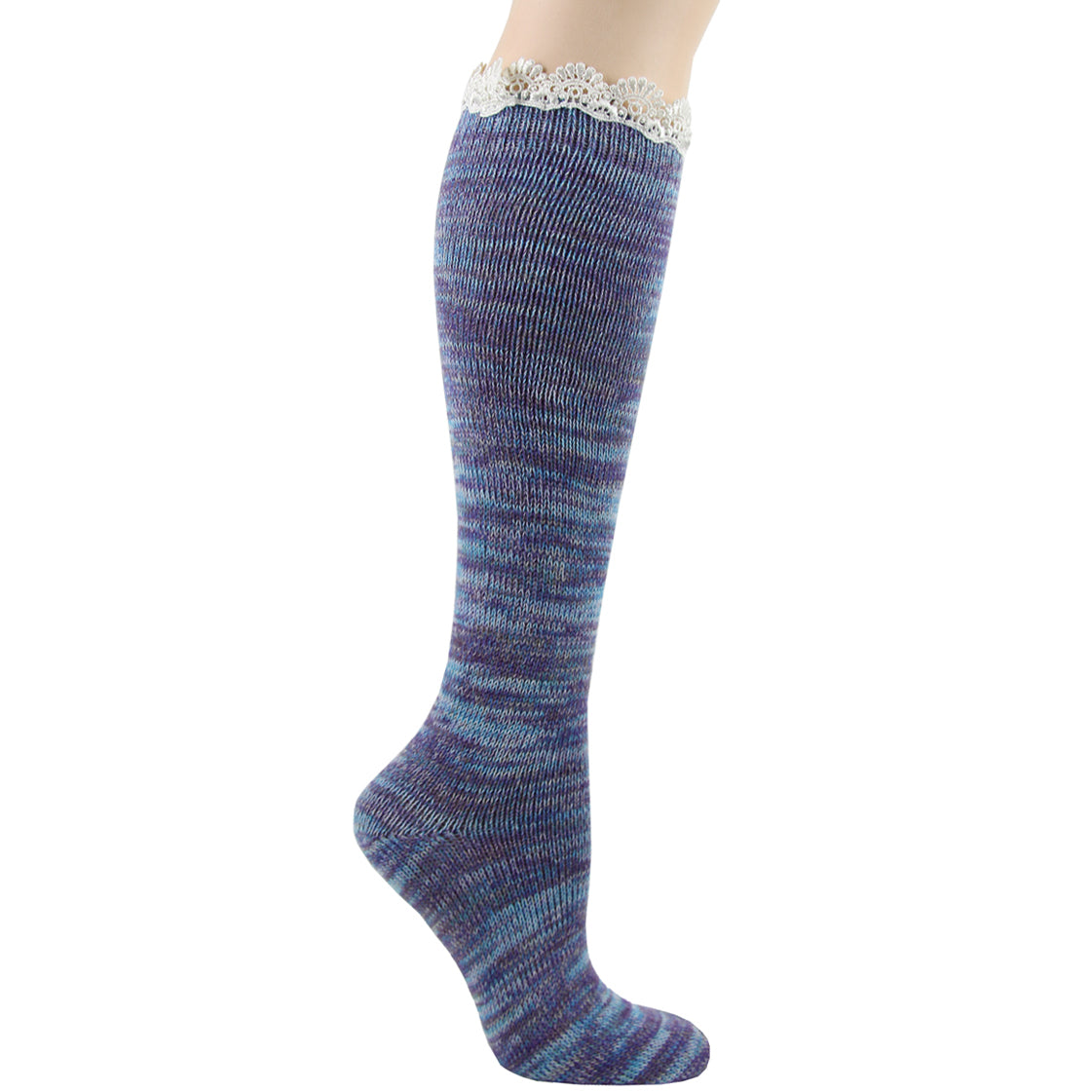 Lace Twisted Yarn Knee High