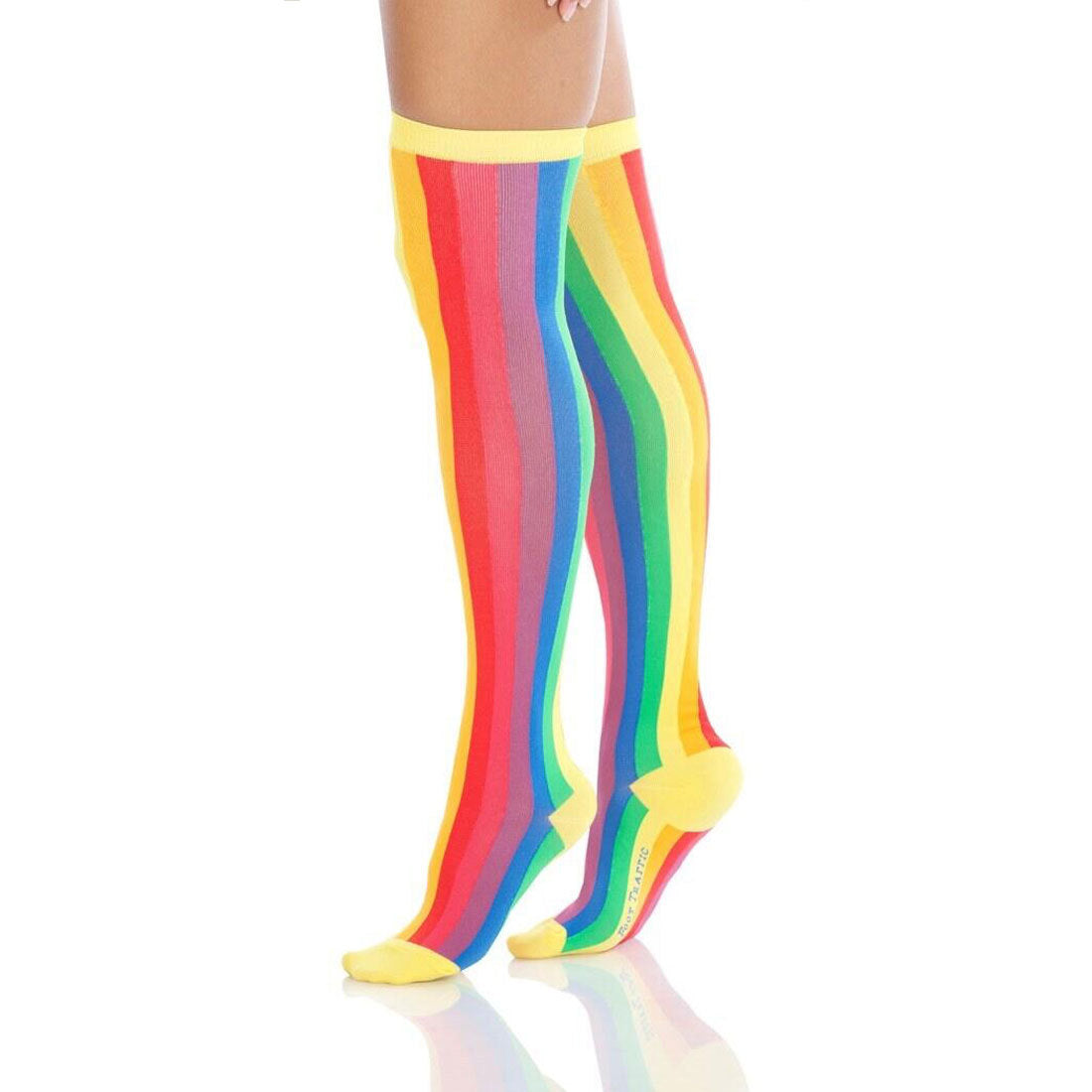Vertical Rainbow Over the Knee Socks