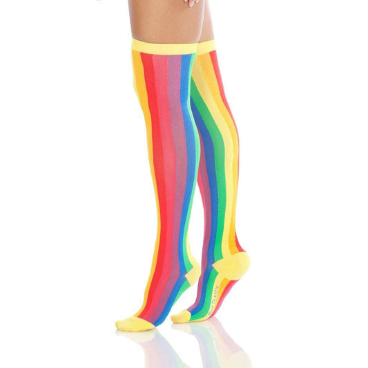 Vertical Rainbow Over the Knee Socks