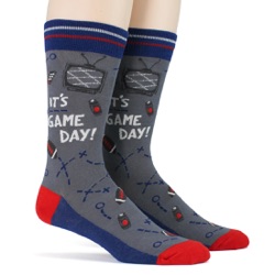 red blue silver mens football game day socks side view on mannequin