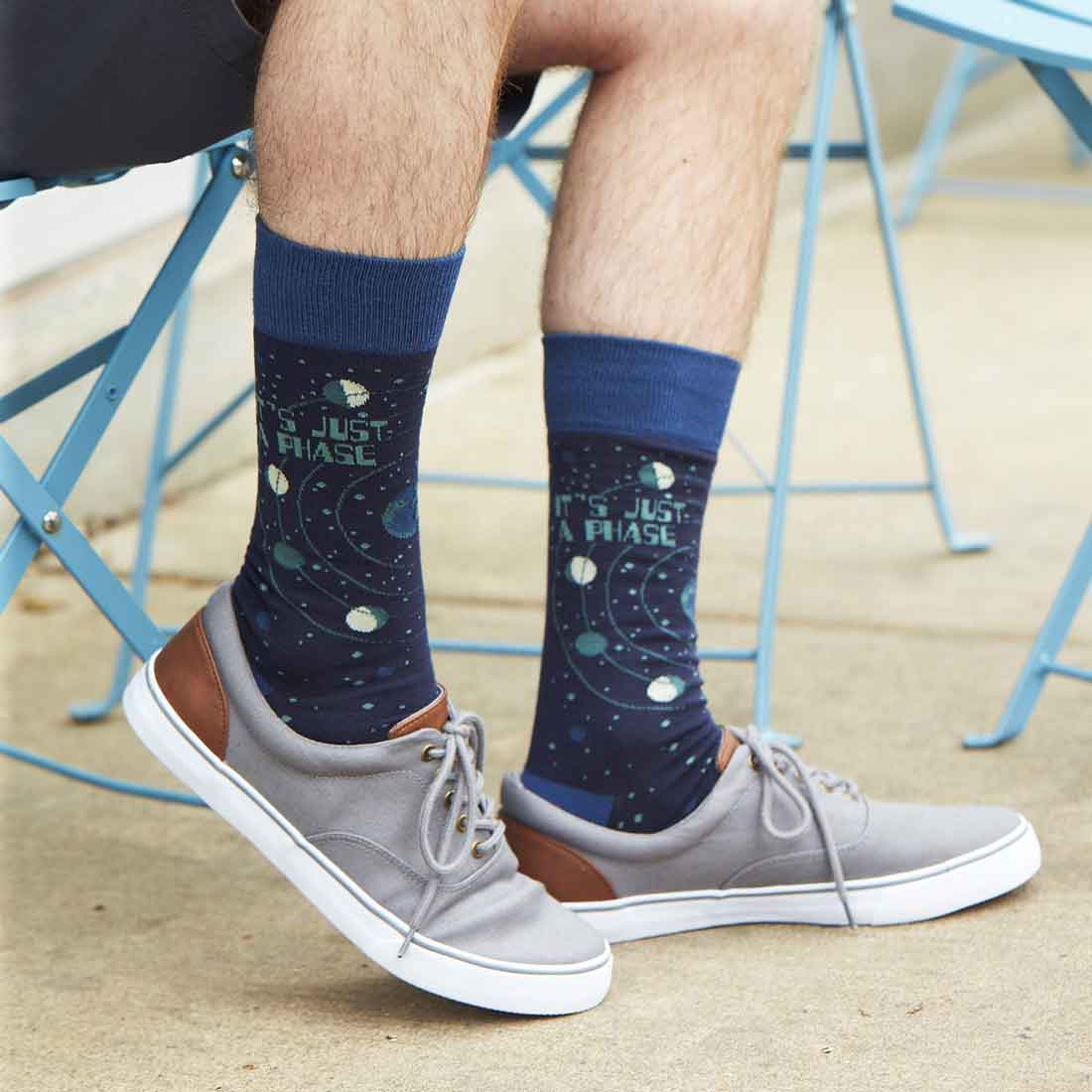 Funny Novelty Just a Phase Socks for Men | Foot Traffic