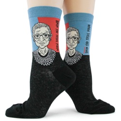 womens Ruth Bader Ginsburg RBG socks both sides view on mannequin