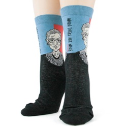womens Ruth Bader Ginsburg RBG socks front view on mannequin