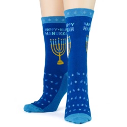 women's hanukkah socks front view on mannequin