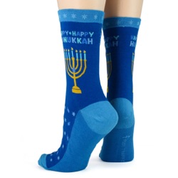 women's hanukkah socks sideback view on mannequin
