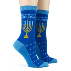 women's hanukkah socks sidefront view on mannequin