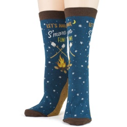 women's s'mores socks front view on mannequin