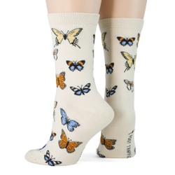 Butterflies Women's Socks sideback view on mannequin