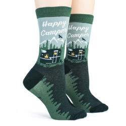 Happy Camper Women's Socks sidefront view on mannequin