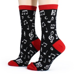 Dancing Notes Women's Socks side view on mannequin