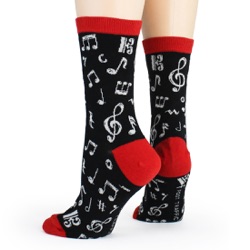 Dancing Notes Women's Socks sideback view on mannequin