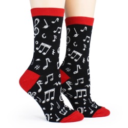 Dancing Notes Women's Socks sidefront view on mannequin