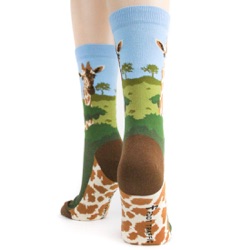 back view of giraffe socks