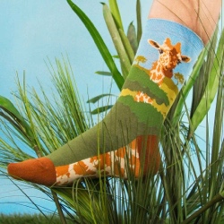 giraffe socks on model