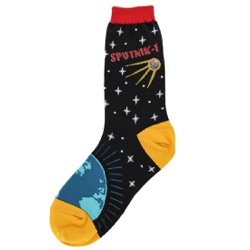 women's sputnik outer space and earth socks