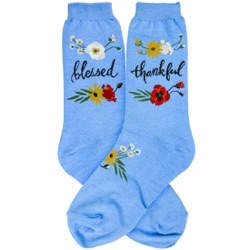 women's blessed and thankful flowers socks