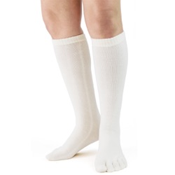 white toe socks front view on model