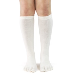 white toe socks full front view on model