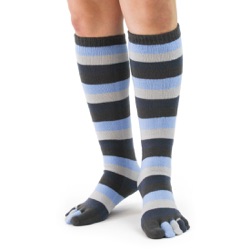 denim toe socks front view on model