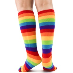 rainbow toe socks back view on model