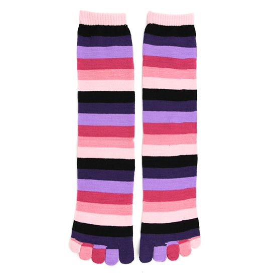 Pink Rainbow Stripe Toe Socks, Toe Socks for Women: Foot Traffic